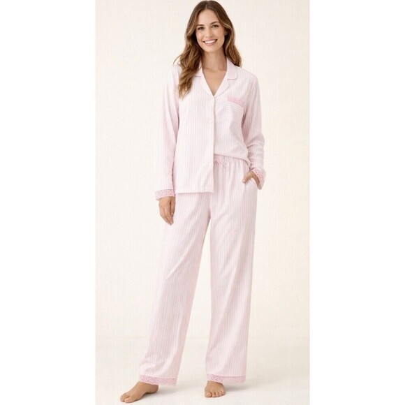 State of Day Other - State of Day Macy’s Pink Stripe Pajama Set Lace Trim Modal Tencel 2-Piece XXL